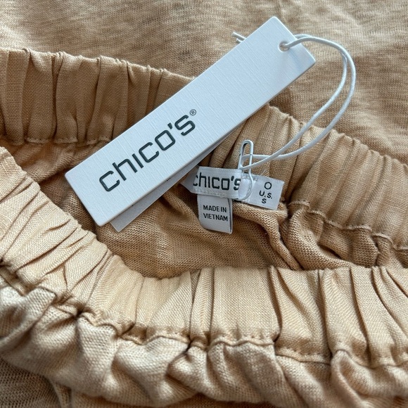 Chico’s 100% linen Elegant Off-Shoulder Tan Top NWT - Picture 8 of 9